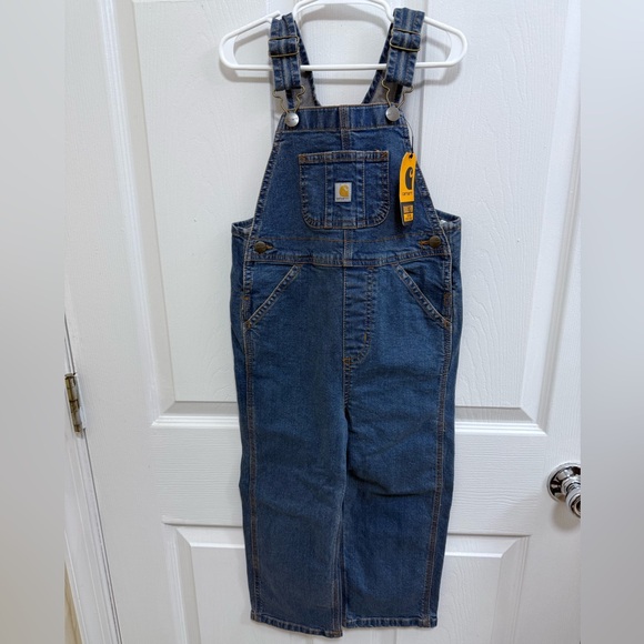 NWT Carhartt Kids Blue Denim Overalls, Size 4T - Picture 1 of 4